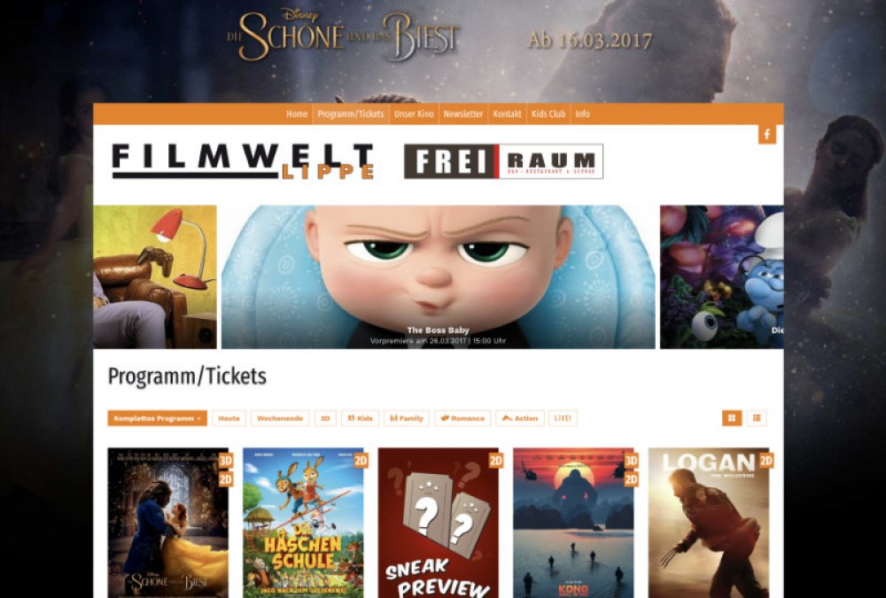 Vier weitere Kinos und ein Restaurant mit website.plus 2.0 online